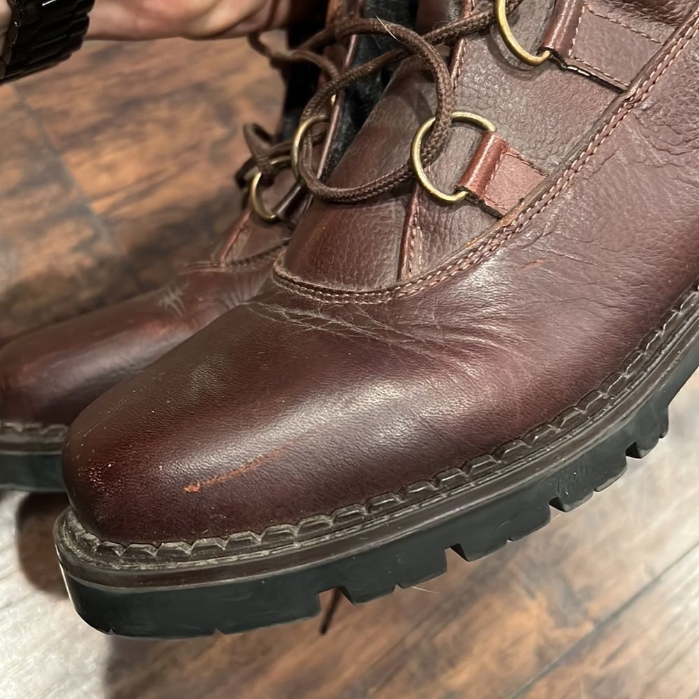 Sorel Sedona leather boots size 8 in EUC brown and black lace up combat boots - Picture 8 of 11